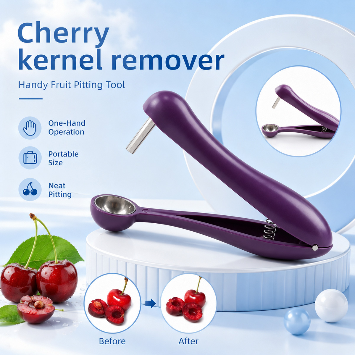 Kitchen And Baking Tools - Ręczny wykrawacz do pestek wiśni i