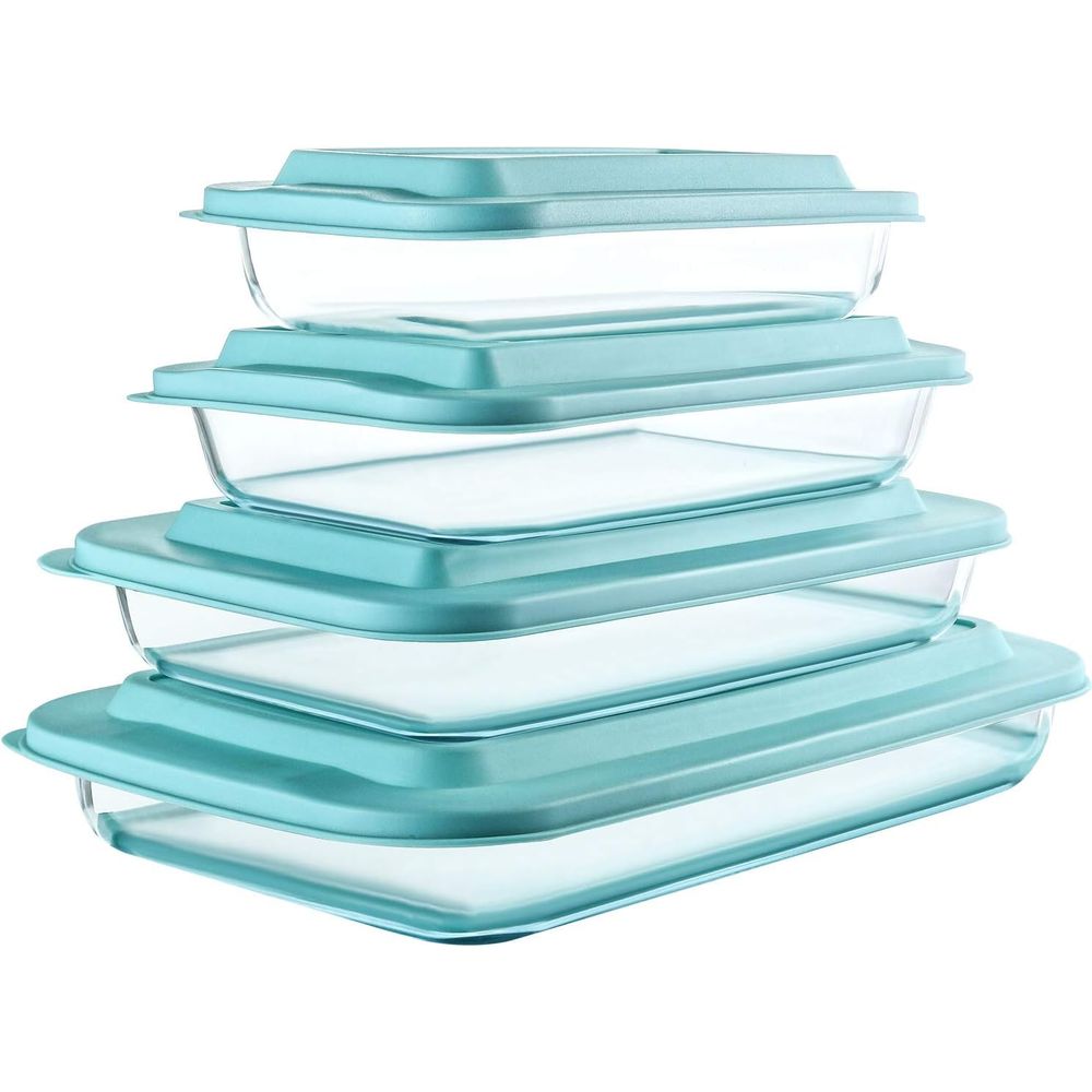 Kitchen Glass Baking Set - 8-częściowy zestaw głębokich szklanych naczyń z